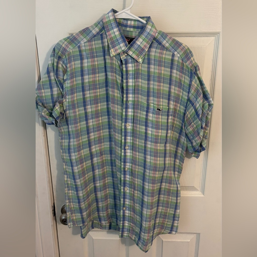 Vineyard Vines Blue and Green Tucker Shirt